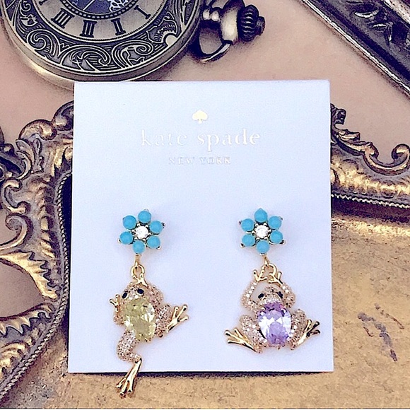 KATE SPADE • Nature Walk Frog Drop Earrings - Picture 6 of 6